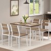Dining Table Set for 4, 5 Piece Metal Frame Kitchen Table and Chair Set with Chamfer Design, Space-Saving Dining Room Furniture - 2 of 4