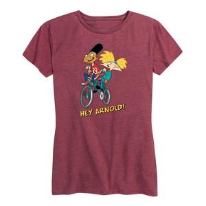 Women's - Hey Arnold! - Arnold and Gerald Bike Short Sleeve Graphic T-Shirt - 1 of 4
