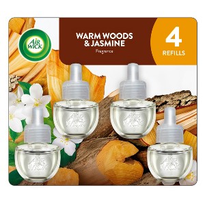 Air Wick Plug-in Scented Oil Warm Woods and Jasmine Refills, 4 Count