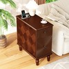 LIVAREEmlen 2 Drawers Modern Sofa Side Table, Narrow Side Table, Slim Nightstand for Living Room, Bedroom - 3 of 4