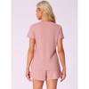 INSPIRE CHIC Women's Waffle Knit V-neck Short Sleeve Top with Shorts Tracksuit Lounge Set with Pockets - 4 of 4
