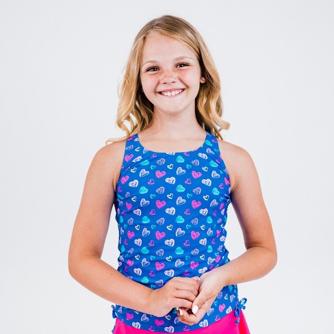 Calypsa Kids Girl's Abby Swim Top - Heart To Heart - 14 : Target