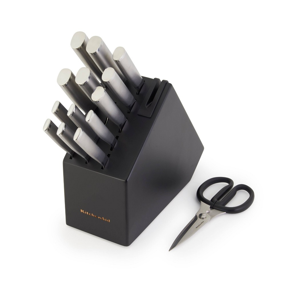 KitchenAid Slim Black 15pc Stainless Steel Knife Block Set