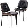 Mid Century Dining Chairs Set of 2 PU Leather Upholstered,Retro Walnut Bentwood Design with Adjustable Metal Legs–The Pop Home - 4 of 4