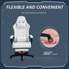 Dexmalle Racing Swivel Leather Gaming Chair with Lumbar Support,White and Pink - 4 of 4