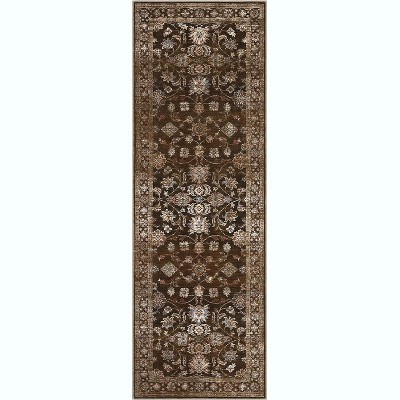 Vintage Washable Area Rug, Low Pile Non-Slip Carpet with Rubber Backing for Living Room, Bedroom & Home Office