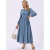 INSPIRE CHIC Women's Crewneck Lantern Long Sleeves A-Line Pleated Chiffon Maxi Formal Dress - 4 of 4