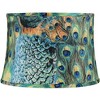 Vienna Full Spectrum Modern Table Lamp 28.5" Tall Crystal Column Peacock Print Drum Shade for Living Room Family Bedroom Bedside Nightstand - 3 of 4