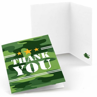 Big Dot of Happiness Camo Hero - Army Military Camouflage Party Thank You Cards (8 count)