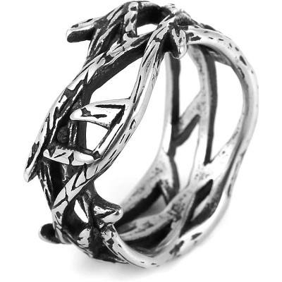 Jesus Crown of Thorns Ring - Gothic Stainless Steel Mens Pinky Ring