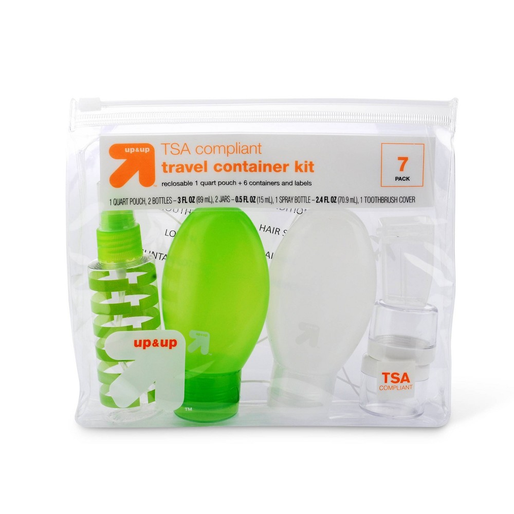 Up & Up TSA Compliant Travel Container Green Kit 7 Pieces