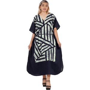 LEELA Women's Summer Holiday Beach Casual Dailywear Elegant Maxi Kaftan  Dress Caftan Loungewear Dashiki House Dresses for Women 3X-4X Blue, Stripe  : Target