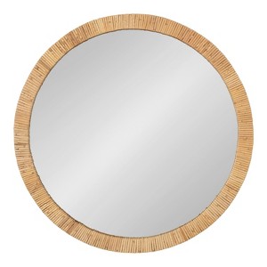 Kate and Laurel Rahfy Framed Wall Mirror, 28" Diameter, Natural - 1 of 4