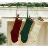 Aoibox 6 Pack 18 Inch Large Knit Christmas Stockings Cable Knit Pattern Burgundy Ivory Green Holiday Decor for Fireplace Mantel Family - 3 of 4