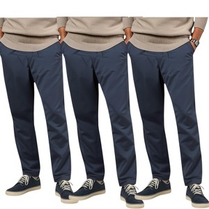 3-Pack Men's Slim Fit Cotton Stretch Classic Chino Pants with Pockets For Daily Wear Straight Leg Long Dress Plain Going Out - 1 of 2