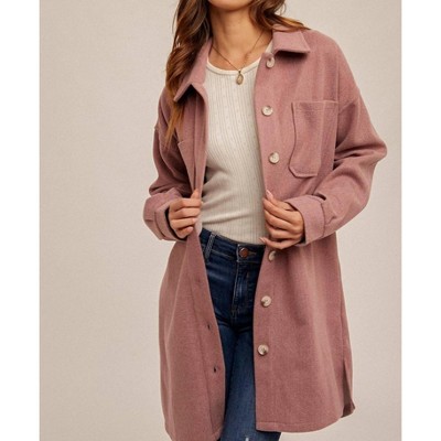 Women's Plaid Contrast Long Shacket - Hem & Thread