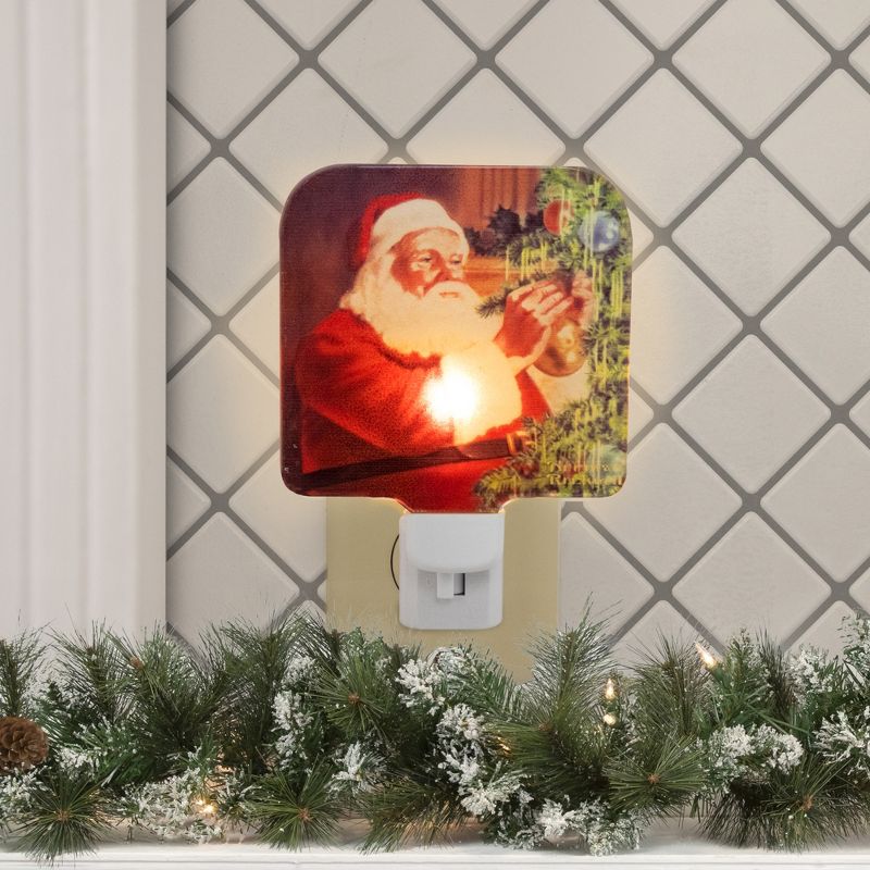 Northlight 6" Norman Rockwell 'Santa Trimming Tree' Glass Christmas Night Light, 2 of 4