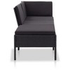 vidaXL 3 Piece Patio Lounge Set with Cushions Poly Rattan Black - 3 of 4