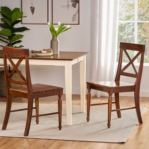 NicBex Set of 2 Mid Century Acacia Wood Armless Dining Chairs with X-Shaped Backrest,Farmhouse Accent Chairs for Dining Room,Kitchen - 1 of 4