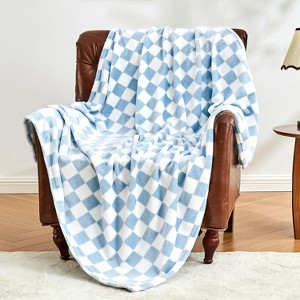 Lomsoe Checkered Blanket Flannel Throw Blankets Soft Cozy Checkered Grid Print Chessboard Pattern Throws for Bed Sofa Couch. - 1 of 4