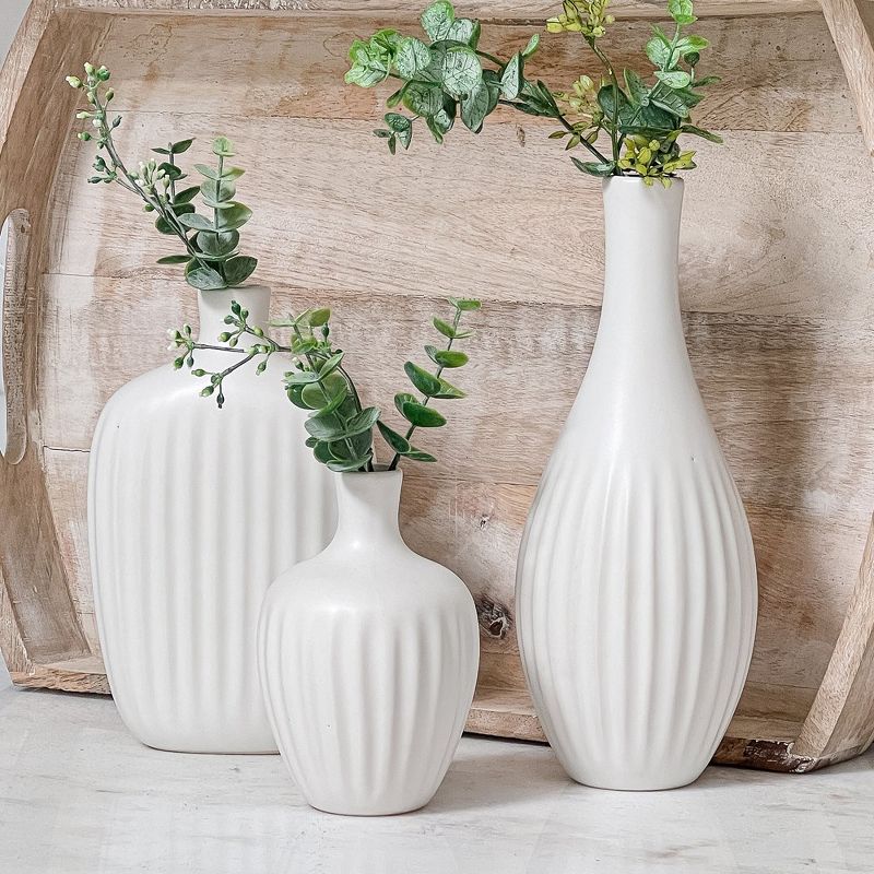 Kate Aspen White Textured Ceramic Minimalist Vase (Set of 3) | 23277NA, 4 of 10