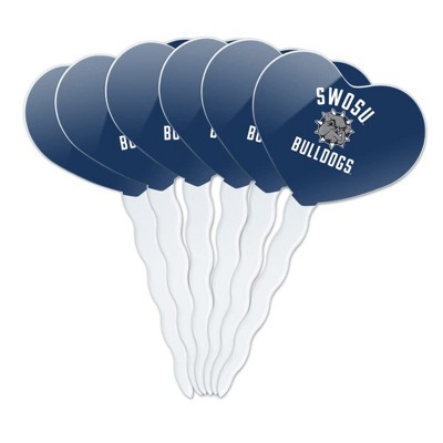 Southwestern Oklahoma State University Bulldogs Logo Heart Love Cupcake Picks Toppers Decoration Set of 6