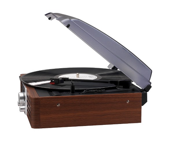 Jensen 3-Speed Stereo Turntable with AM/FM Stereo Radio - Brown (JTA-222)