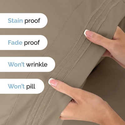 California King Cream Microfiber 6-Piece Solid Sheet Set