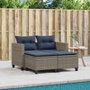 vidaXL Patio Sofa 2-Seater with Stools Gray Poly Rattan - 3 of 4