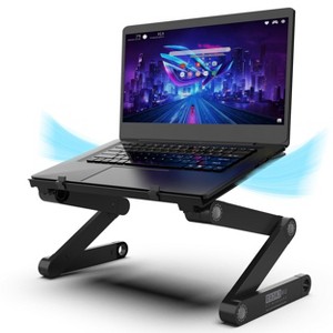 Uncaged Ergonomics WorkEZ Professional Adjustable Laptop Stand for Desk Lap Desk for Bed Black Aluminum Adjusatble Height Tilt - 1 of 4
