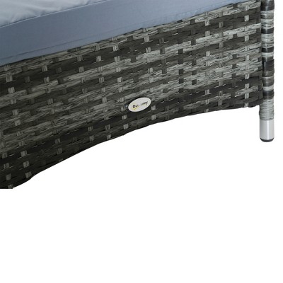 Blue Steel Wicker Chaise Lounge with Cushion and Wheels