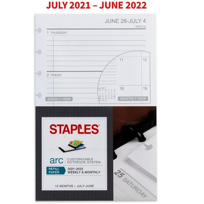 Staples 2021-2022 Academic 5.5" x 8.5" Weekly & Monthly Refill 22764-21