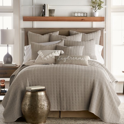 Mills Waffle Taupe Quilt Set - King Quilt and Two King Pillow Shams -  Levtex Home