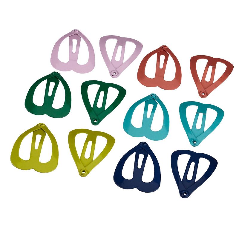 sc&#252;nci Kids Metal Heart Shaped Hair Snap Clips - Assorted Colors - 12pcs, 4 of 6
