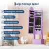 Kids Jewelry Armoire with LED Light, Full-Length Mirror & 3 Drawers - Freestanding Organizer & Vanity Cabinet for Girls' Dress-Up - 3 of 4