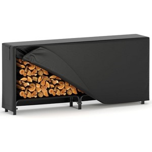 Large Firewood Rack Outdoor with Cover,Heavy Duty Metal Wood Rack with Zipper, Black Waterproof Oxford Fabric,for Indoor & Outdoor - 1 of 4