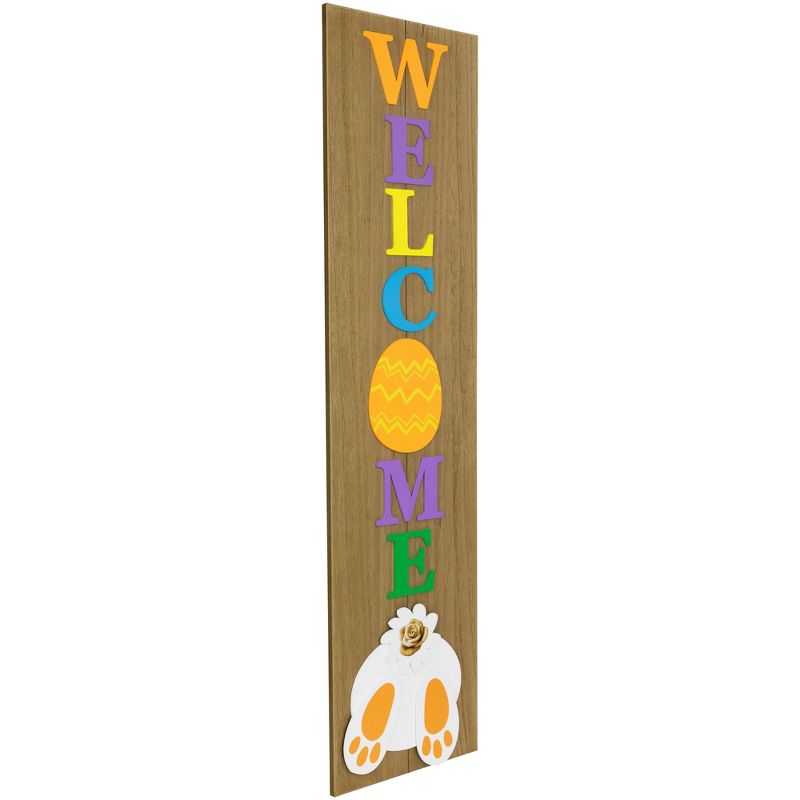 Northlight 39.25" Welcome Wooden Easter Bunny Porch Board Sign Decoration, 3 of 7