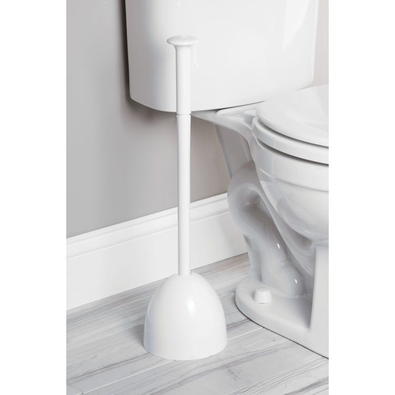 mDesign Plastic Freestanding Hideaway Toilet Bowl Plunger with Holder, 3 of 7
