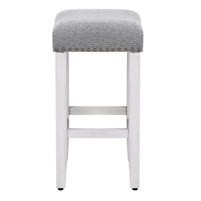 Gray 24" Wood Saddle Style Backless Counter Stool
