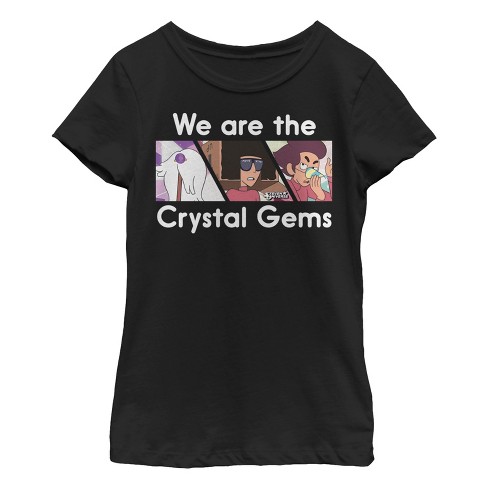 Girl's Steven Universe We Are Crystal Gems T-Shirt - Black - Large