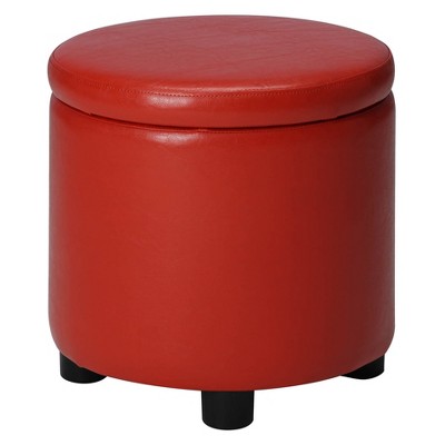 Designs4Comfort Round Accent Storage Ottoman Red - Johar Furniture