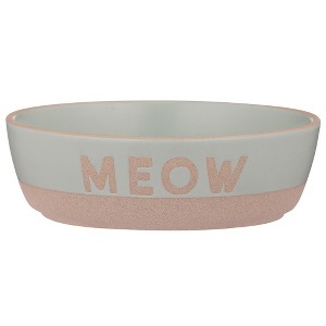 Mason Cash: Meow Cat Bowl, 5.1", 10.1oz, Green & Tan, Food & Water Dish - 1 of 4