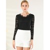 INSPIRE CHIC Women's Floral Embroidery Sheer Long Sleeves Lace Blouse - 2 of 4