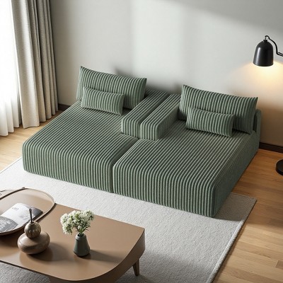 102" Corduroy Oversized Cloud Sectional Lounge Chaise