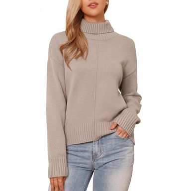 INSPIRE CHIC Women's Oversized Sweaters Turtleneck Long Sleeve