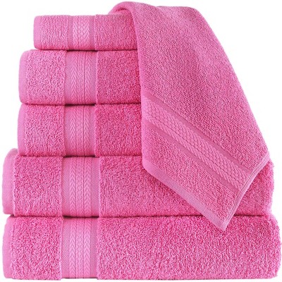 REGAL RUBY, 6 Piece Towel Set, 2 Bath Towels 2 Hand Towels 2 Washcloths, Soft and Absorbent, 100% Turkish Cotton Towels for Bathroom Shower