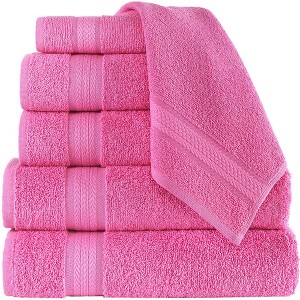 REGAL RUBY, 6 Piece Towel Set, 2 Bath Towels 2 Hand Towels 2 Washcloths, Soft and Absorbent, 100% Turkish Cotton Towels for Bathroom Shower - 1 of 4