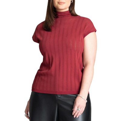ELOQUII Women's Plus Size Sheer Stripe Sweater