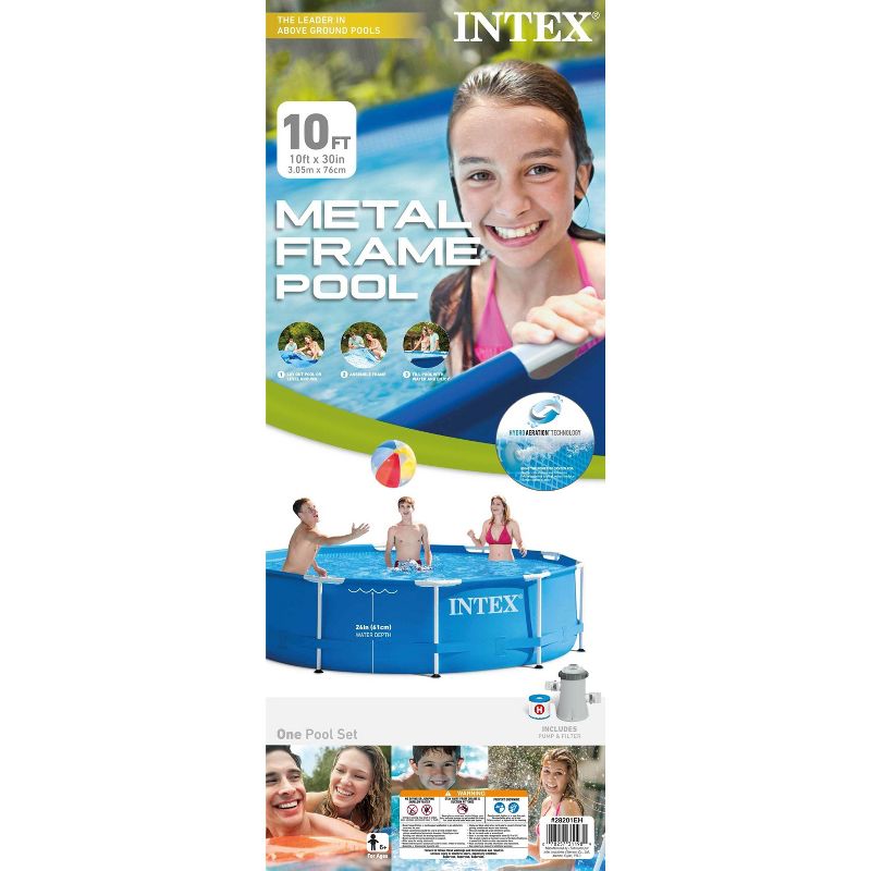 Intex 10ft x 30in Metal Frame Above Ground Swimming Pool Set with Filter Pump, 5 of 10