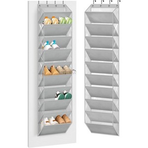 Attop 10 Tier Clear Over the Door Shoe Organizer Storage, Deep Pockets Large Hanging Shoe Rack for Closet Door, Fit 20 Pairs Holder Hanger (Grey) - 1 of 4